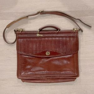 Jack Georges crossbody satchel bag academia briefcase red brown leather